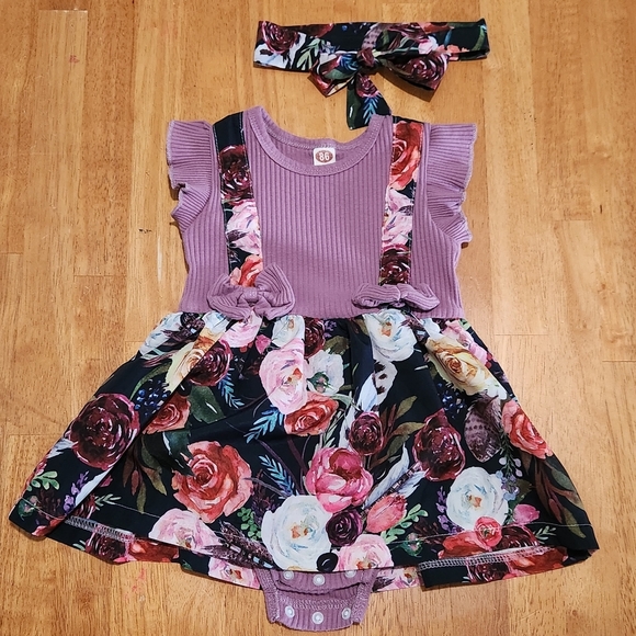 Baby Girl floral Dress with headband. Size 12-18M - Picture 7 of 13